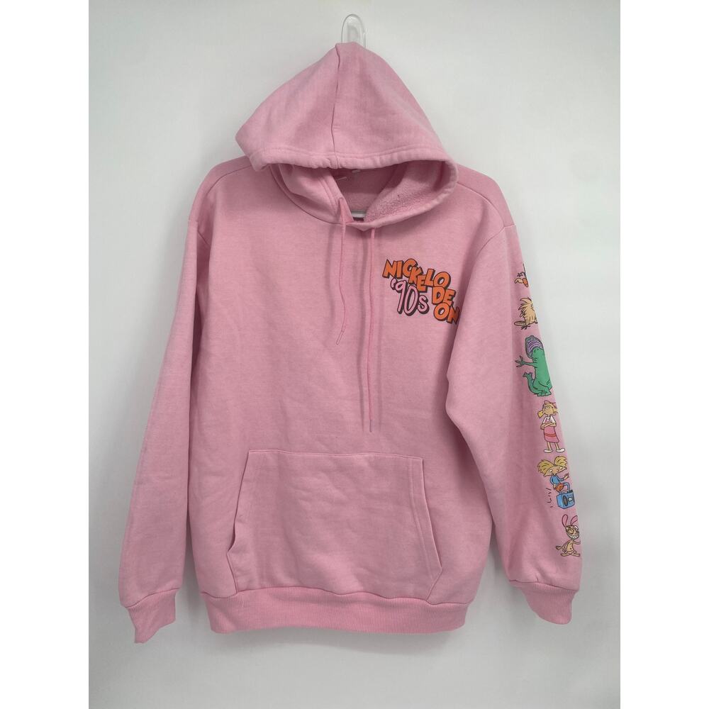 Nickelodeon '90s Pink Hoodie Sweatshirt Rugrats Hey Arnold Unisex L